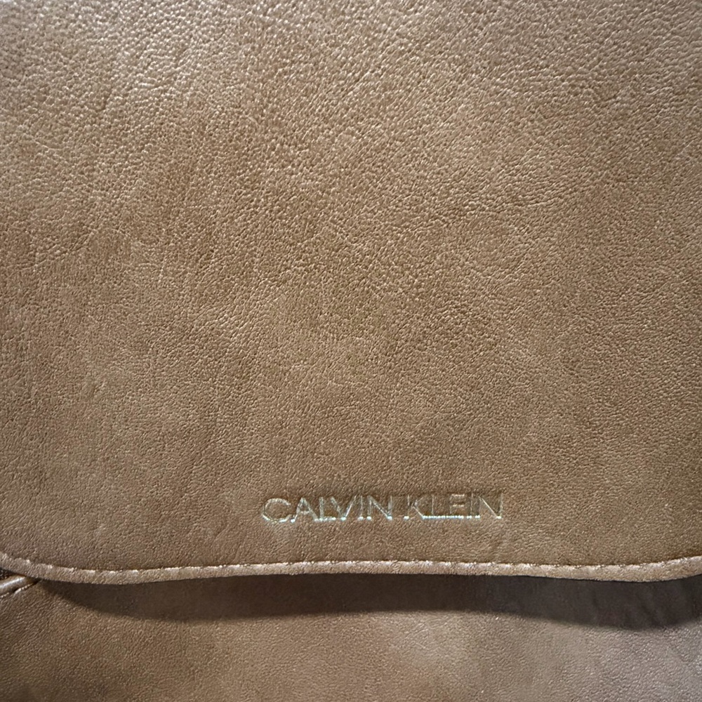 Calvin Klein Beige Leather bookbag